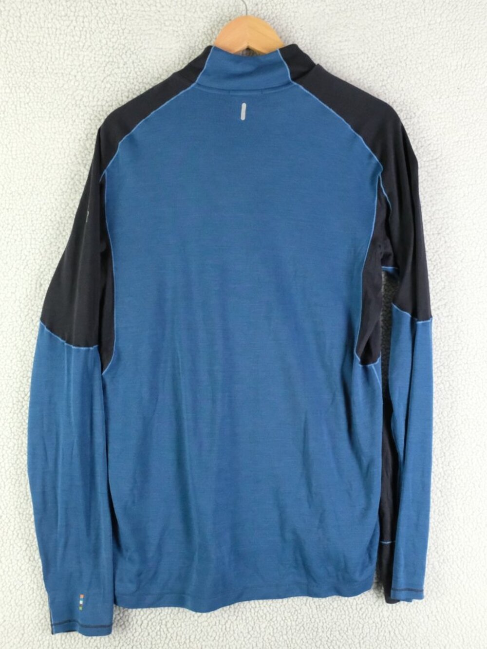 Smartwool Sweater Mens Large Blue Merino Wool Thermal Quarter Zip Outdoor - Picture 4 of 8